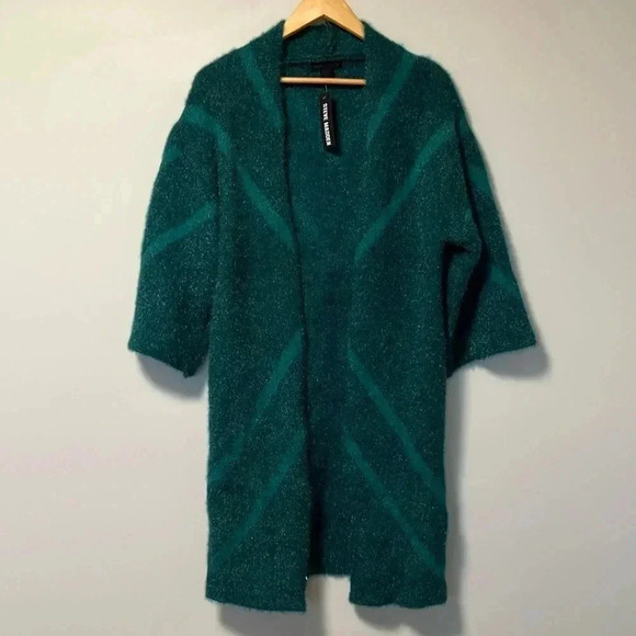NWT Steve Madden green  metallic lurex open cardigan - Picture 1 of 4